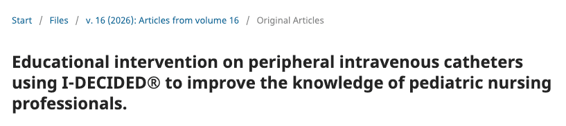 I-DECIDED® in Paediatric Nursing: Can a Simple Education Bundle Improve PIVC Knowledge?